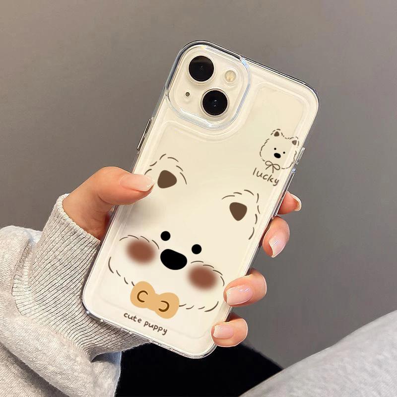 Big Face Puppy Apple 16E Phone Case for 13/14/16 Pro Max - Cartoon Pattern with Precise Cutouts