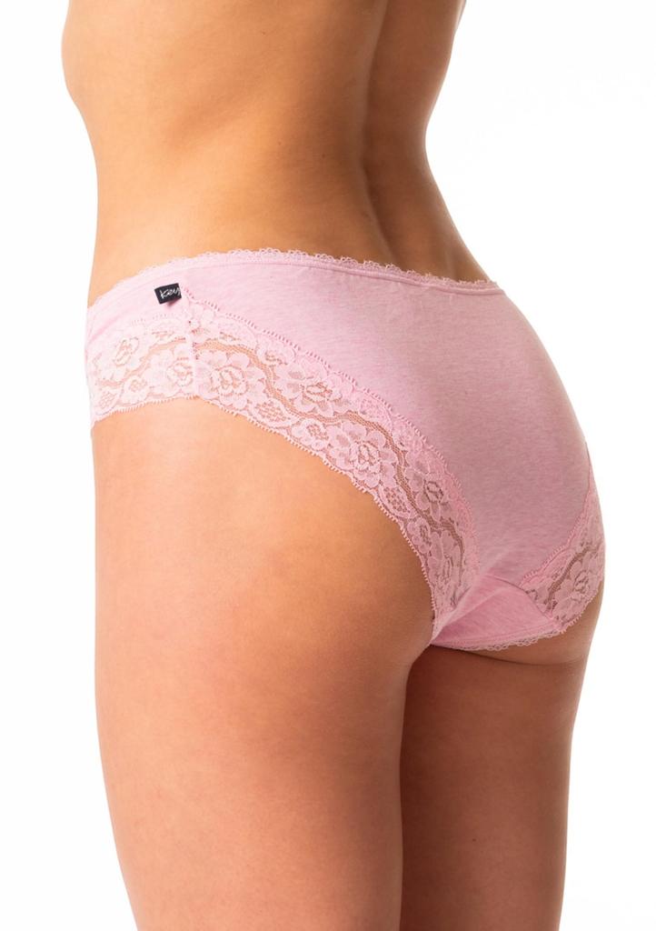 Figi damskie z bawełny (2 pack) o kroju midi bikini z koronką LPC 261 Key