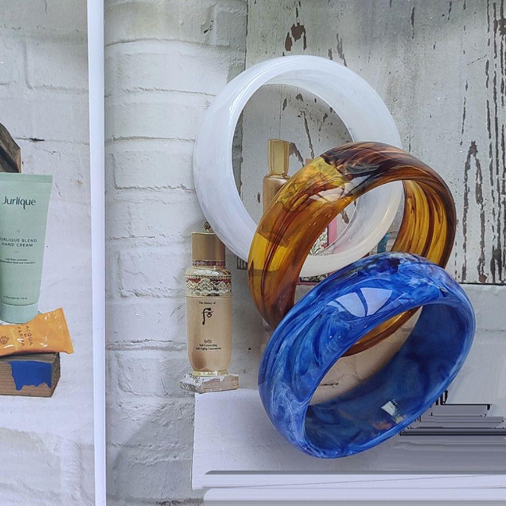 Smudging Acrylic Open Bangle Shiny Retro  Hand Ring Unique Wide Bracelet  Girls