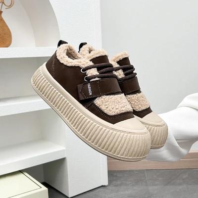 Зимняя обувь для женщин Повседневная спортивная теплая обувь на плоской подошве Кроссовки женские Comfort Plus Plus Plush Low Top Вулканизированная мягкая обувь Обувь