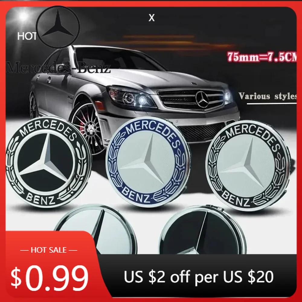 Hot Car Sticker 4pcs ABS 75mm Car Rims Hubcaps Wheel Center Caps For Mercedes Benz AMG C E S GLE CLC Class W204 W221 W205 W176 W