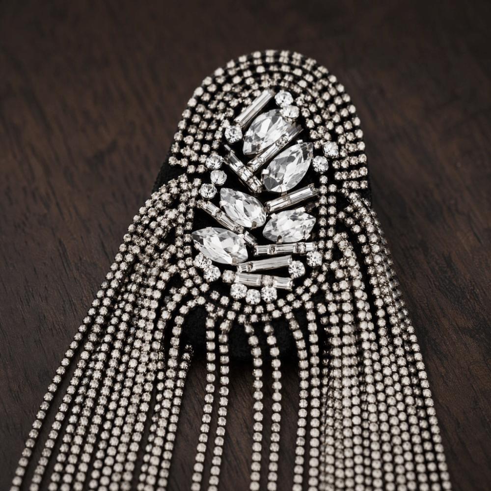 Handmade Shoulder Epaulettes Vintage Rhinestone Epaulet Fashion Tassel Shoulder Board Performance