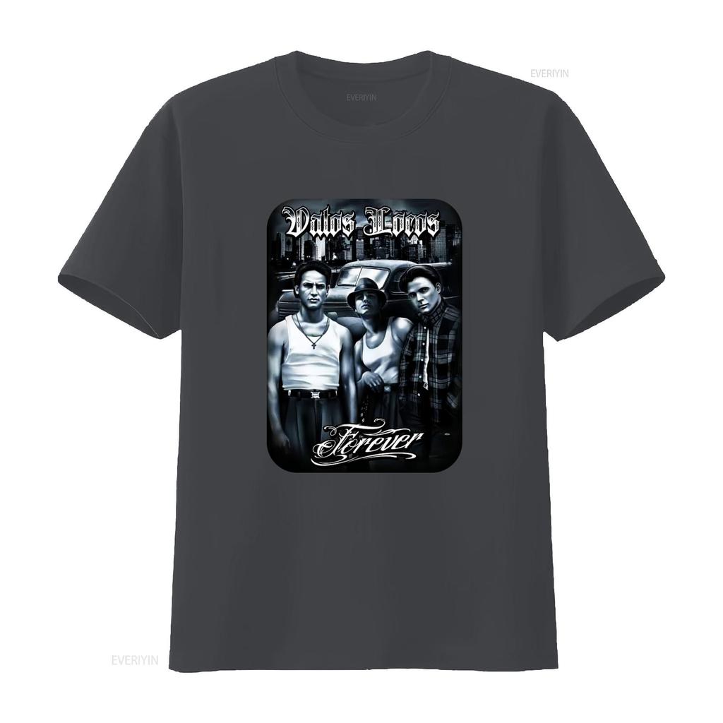 Vatos Locos Навсегда Мужская тяжелая футболка Печать на Shaka Wear Ретро Гангстерский стиль Городская мода винтаж Стиранный homme