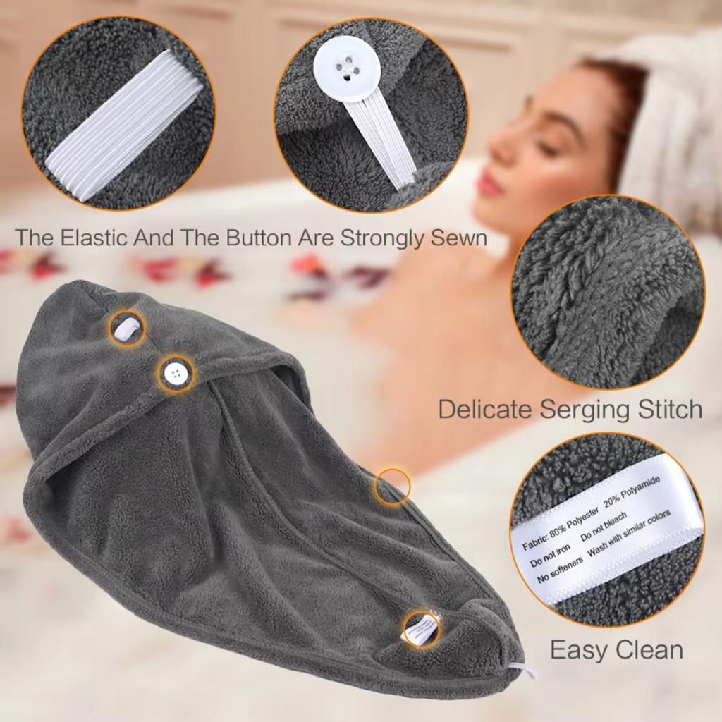 Полотенце-обертывание для волос Супервпитывающее Микрофибра Коралловый вельвет Полотенце для сушки волос Быстросохнущий Тюрбан для волос