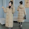 Thickened Down Jacket Women's Long Slim Fitting Knee Length Jacket Hooded 2023 Winter New Jacket