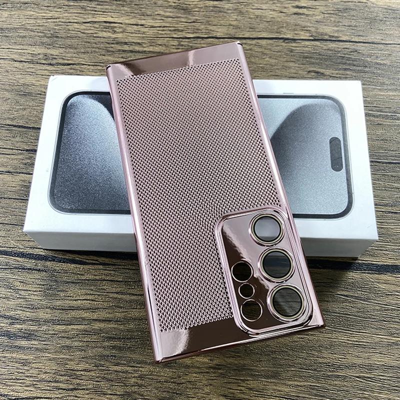 Luxury Plating Breathable Heat Dissipation Mesh Cooling Case for Samsung S25 S24 S23 S22 S21 Ultra Plus Lens Protection Phone Cover