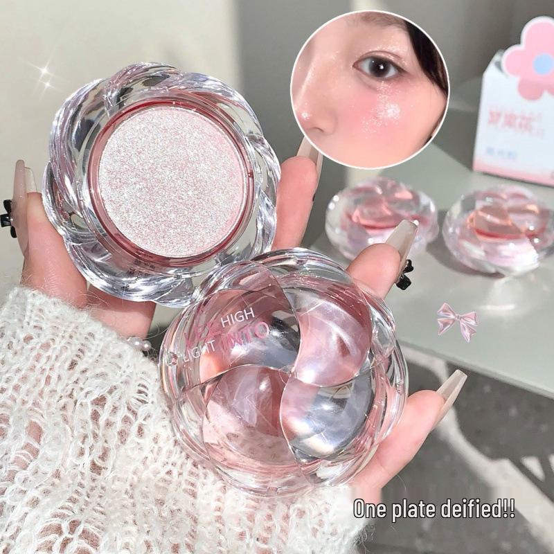 LEEINTO Сияющий Хайлайтер и Румяна 'Цветок Мечты' с Мелким Глитерром - Осветляющая Пудра для Глаз и Щечек