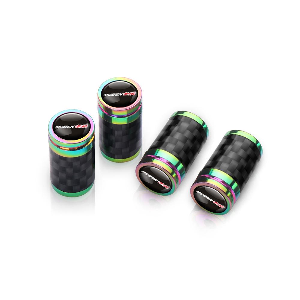 4Pcs Metal Carbon Fiber Car Wheel Tires Valve Caps Emblem Cover For Honda Civic Accord Prelude Mugen City Pilot Auto valve cap ajw256