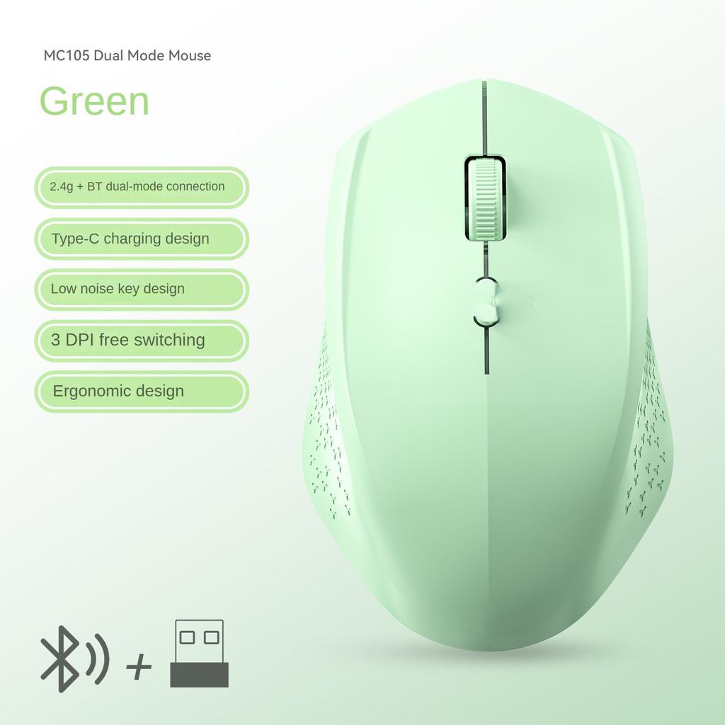 Dual-Mode Bluetooth 5.2 Mouse 2.4G Wireless Mouse Office Silent Mouse Rechargeable Gaming Mouse 1600DPI Mice For Laptop Computer