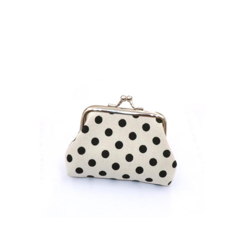 Kiss Lock Closure Polka Dot Coin Purse Compact Square Shape Travel Cosmetic Bag Lightweight Multifunctional Clutch Coin Purse