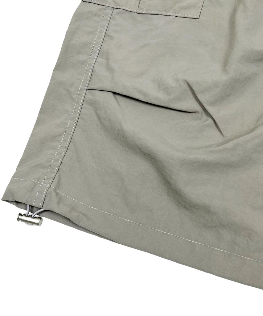 SK8ER ROCK Nylon Cargo Wide Long Half Pants Beige