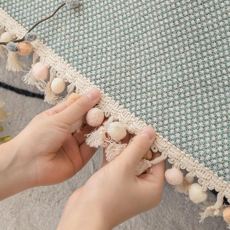 Solid Tassel Ball Sofa Cushion Four Seasons Universal Winter Thicken Chenille Anti Slip Modern Cushion