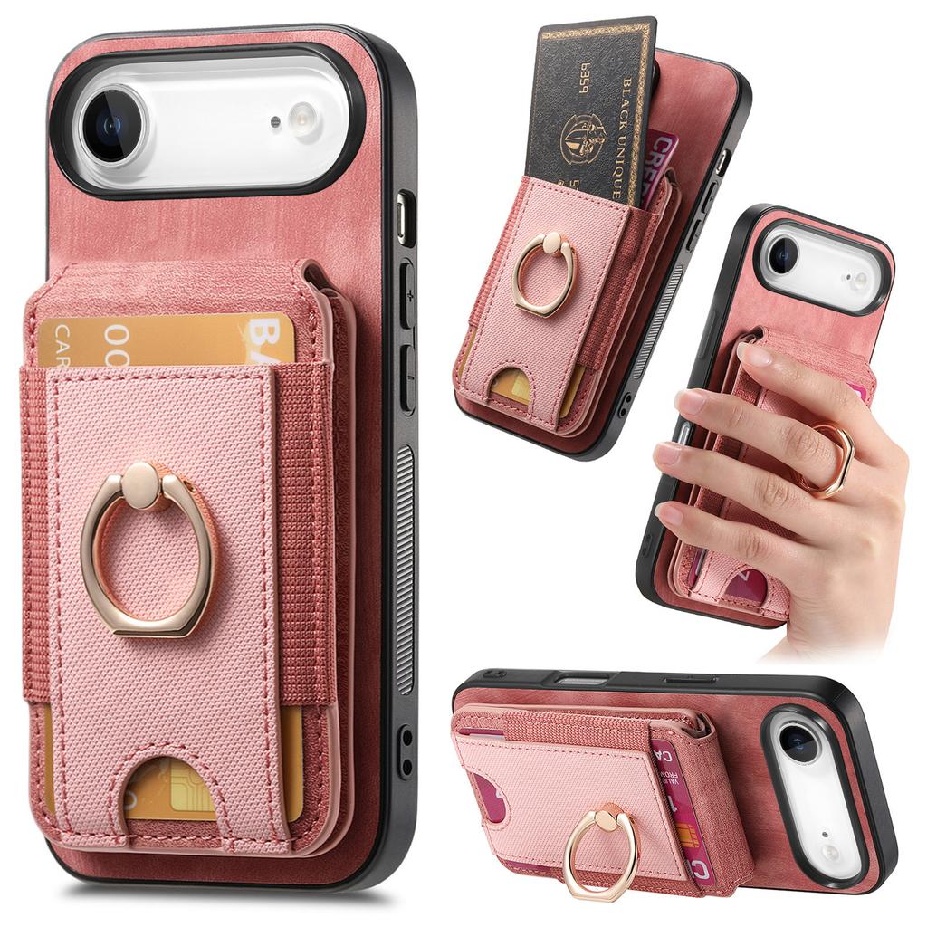 For iPhone Air Case Compatible with MagSafe Leather Back Cover with Detachable Card Holder Kickstand