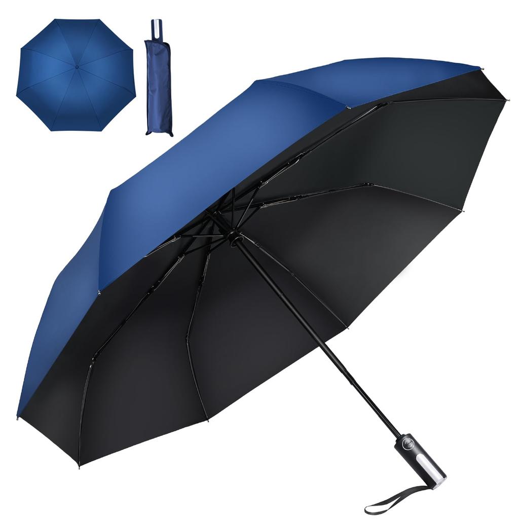 Folding Umbrella with Automatic Full Light UV Light Heat Rainy Season 8 Storage Pouch Included One-Touch Open/Close, Large, Men's Parasol, Blocking,