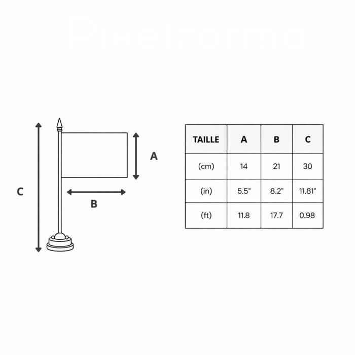 Drapeau de Table de la Lituanie – 14 x 21 cm – Polyester – Socle en Plastique Noir – Pixelforma