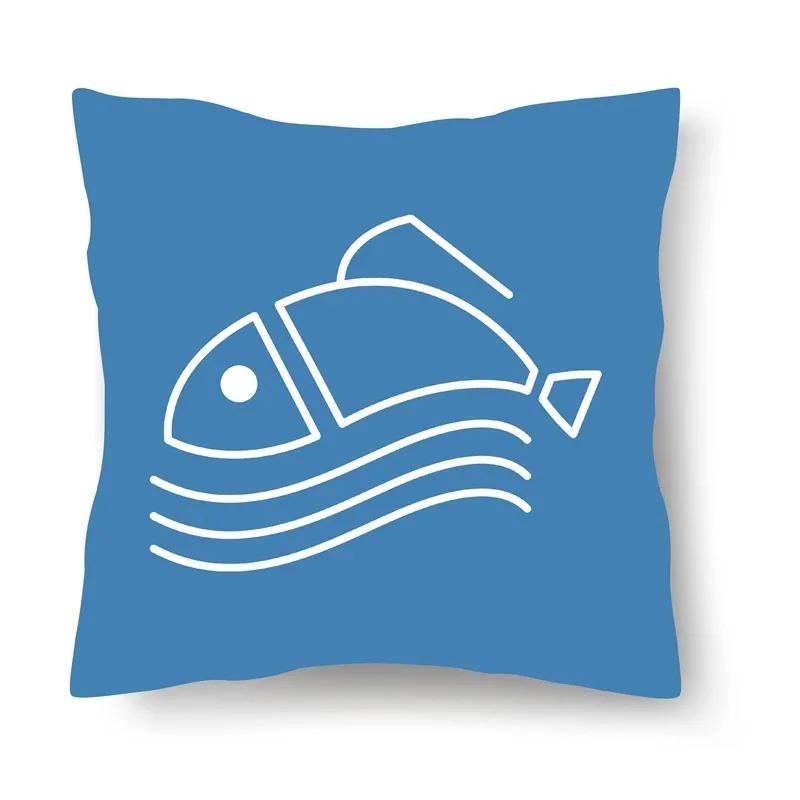 Дом Гостиная Диван Розовый Облако Голубой Рыба Принт Узор Наволочка Декоративная Подушка для Спальни