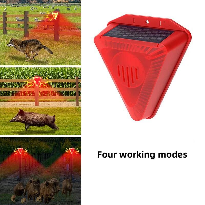 1/4Pcs LED Solar Alarm Light Outdoor Waterproof Solar Powered Lamp Farmland Pasture Anti-Animal Villa Garden Security Light