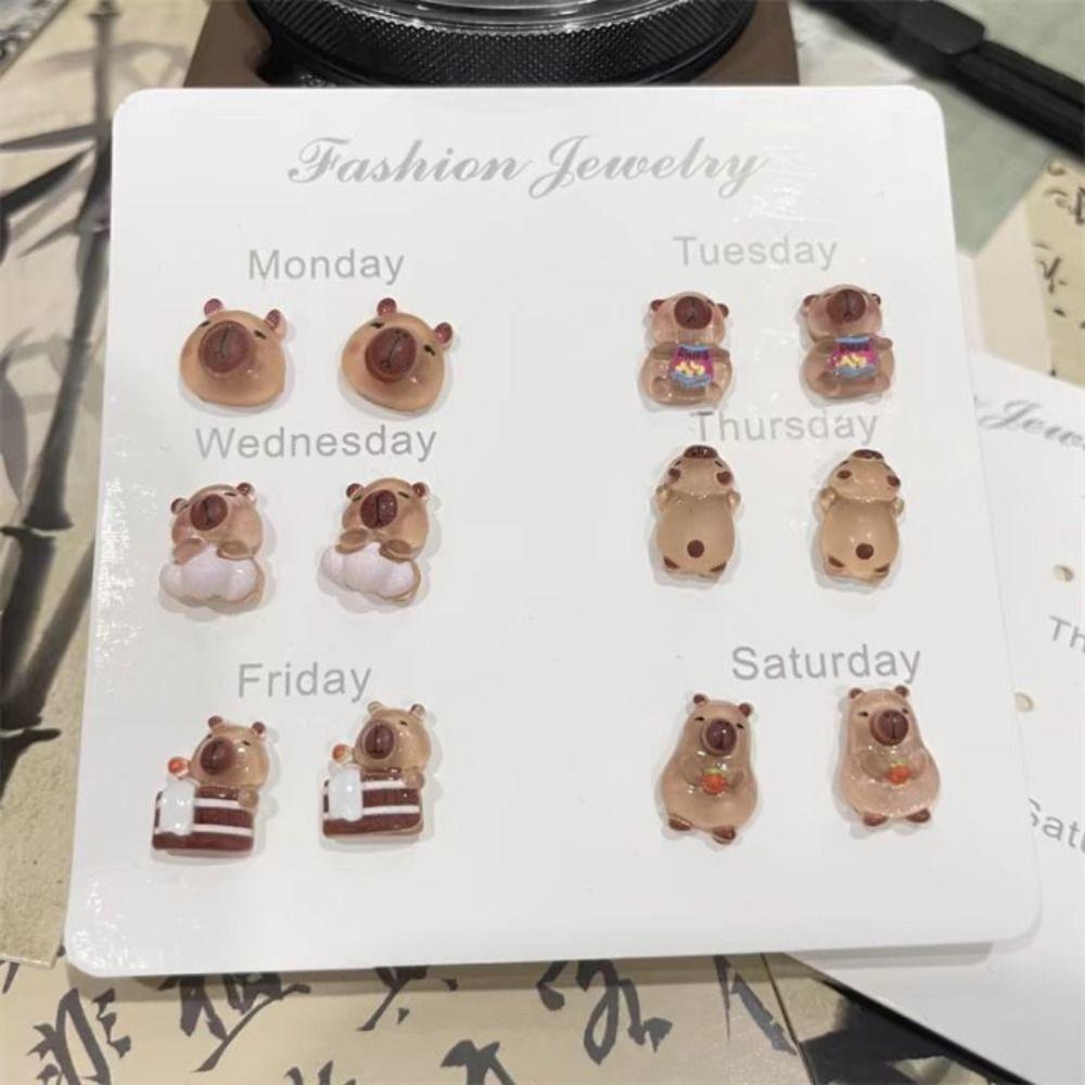 Korean Style Mini Ear Studs Transparent Capybara Stud Earring Personality Party