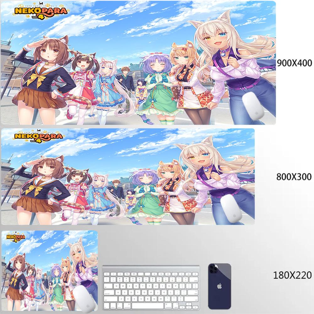 Large Nekopara Escritorio Mouse Pad Non-Slip Rubber Laptop Cushion Gabinete Gamer Mousepad Pc Kawaii Cute Anime Girls Deskmat