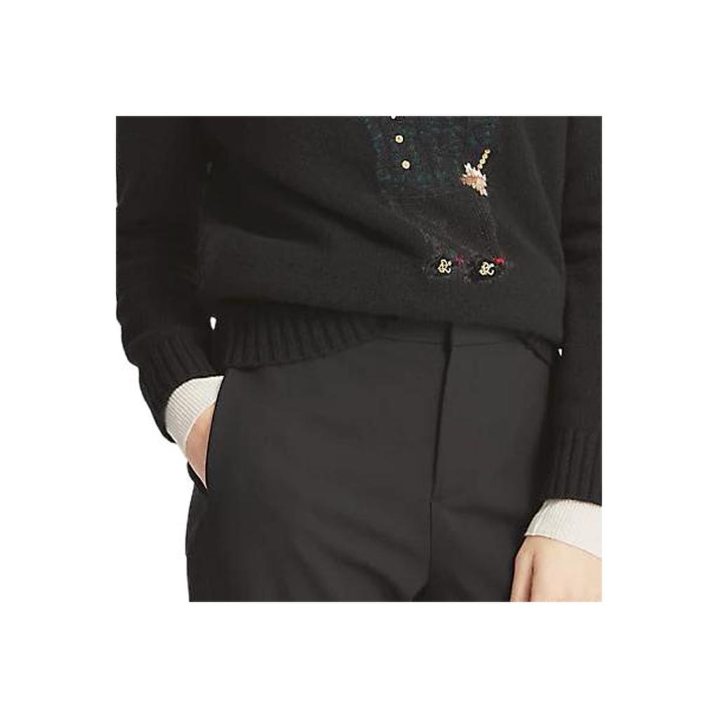 Polo Ralph Lauren FW22 Teddy Bear Pattern Embroidered Long Sleeve Hooded Knit Sweater Men Sweater Black WMPOSWEN6820006-001