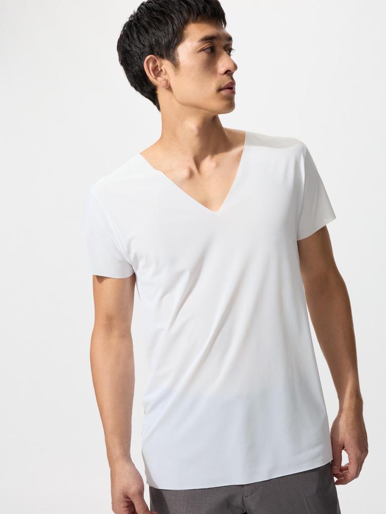 Uniqlo Футболка Airism с дезодорирующей сеткой и V-образным вырезом