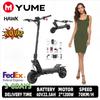 Электрический самокат YUME HAWK, 1200 Вт*2, мощный двигатель, аккумулятор 60 В 22,5 Ач, максимальная скорость 70 км/ч, бескамерные шины 10x3,15 дюйма, взрослый самокат