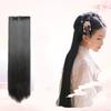 22" 56cm Straight Hair Natural Hairpiece Synthetic Clip In Hair Extentions Black