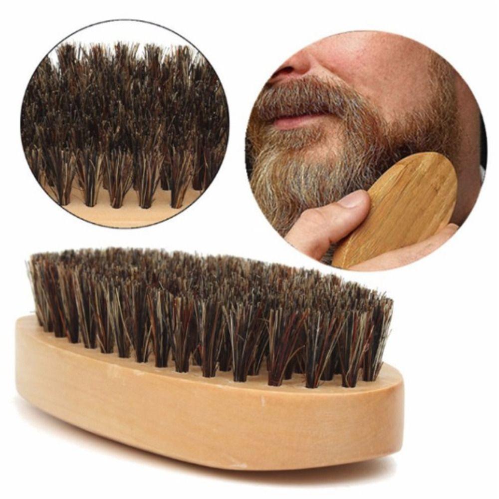 Professional Men's Shaving Brush Wood Mustache Brush Face Massage Boar Bristle Beard Brush Salon
