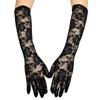 Women's Long Lace Gloves Big Flowers All Finger Cuff Dark Sexy Cool Dress