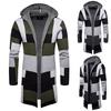 Мужская однотонная вязаная куртка в стиле пэчворк с капюшоном Куртка Кардиган Топы с длинным рукавом Блузка