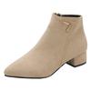 Fashion Ankle Boots Autumn/Winter Women's Pointed Toe Low Heel Solid Color Fleece Warm Short-Tube Boots Outdoor Anti-Skid Boots