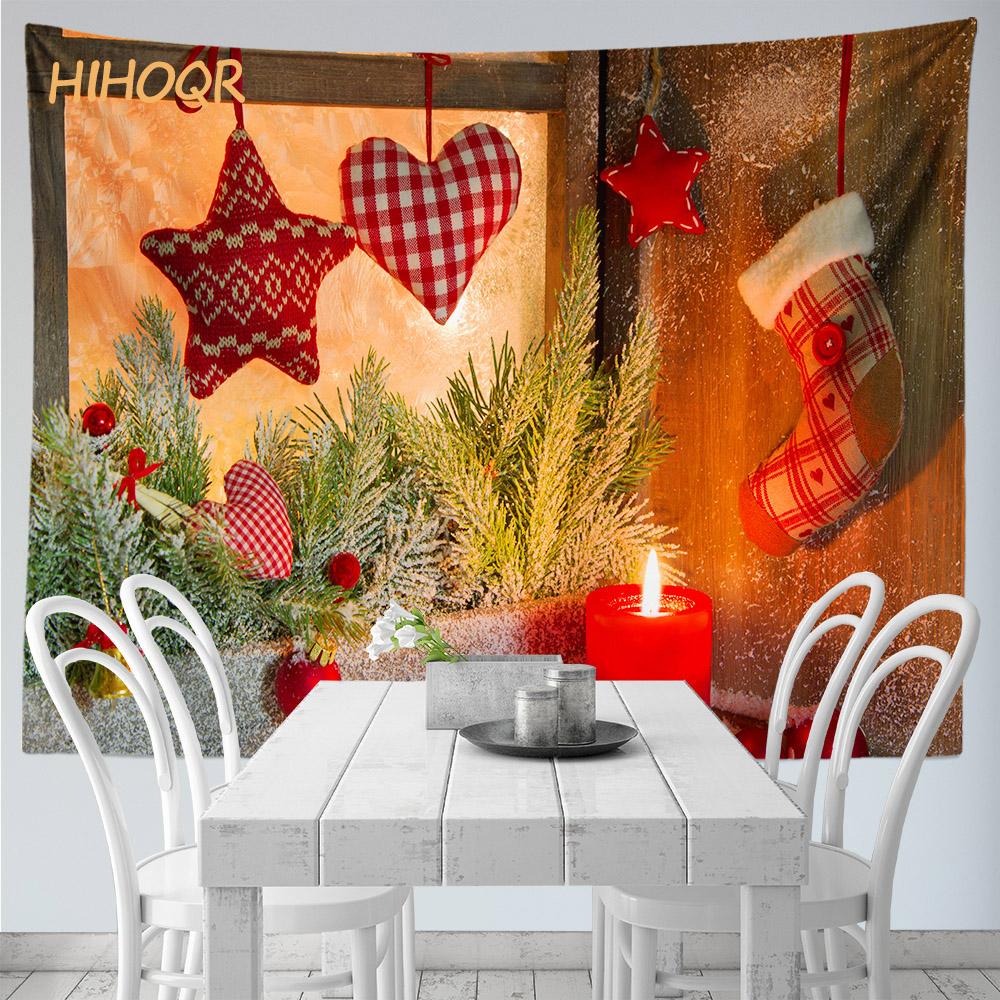 Рождественский гобелен настенный Санта-Клаус Рождественская снежная сцена гобелен на окно Эстетический декор комнаты украшение для дома и праздника