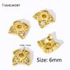 Gold Plated Brass Tree Leaf Bead Caps For Jewelry Making,Inlaid Zircon Flower Beads Cap,Caps For Bracelet,DIY Accessories
