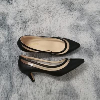 Новые матовые женские туфли-лодочки на низком каблуке с острым носком и красной подошвой, женские туфли-лодочки на низком каблуке, для работы, карьеры, весна-осень