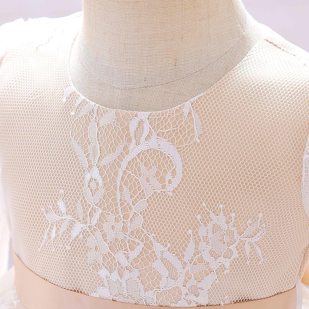 Платье подружки невесты с большим бантом для девочек на крестины 1 года, платье принцессы на день рождения, костюм, вечернее свадебное платье с короткими рукавами