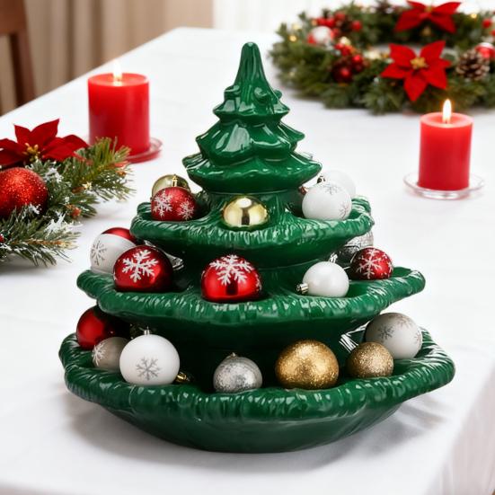 Yousheng Deviled Egg Christmas Tree Decorative Deviled Egg Platter Green Resin Xmas Tree Shape Reusable Holiday Egg Holder for Deviled Eggs Festive