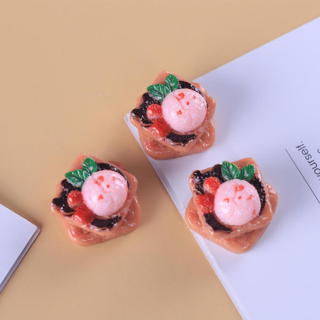 Mini Food Play Cake DIY Kit: Cream & Resin Accessories for Keychains & Pendants