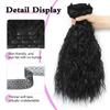XINRAN Synthetic 4PCS  Invisible Lace Clip In Hair Extensions Short Wavy Natural Thick Hairpieces For Women Daily Wear