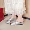 Мода 2025 Лето Новый Стиль Толстый Каблук Полые Мюли с Закрытым Носком Женские Модные Сандалии Повседневная Уличная Обувь 1 Слипоны Женские Мюли