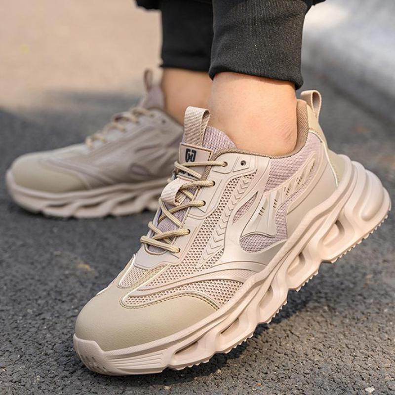 Fashion Black Work Shoes Steel Toe Safety Shoes Mesh Breathable Work Shoes Protective Anti-slip Lightweight Safety Work Sneakers for Men