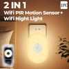 WiFi Smart LED Night Light PIR датчик движения Plug-in Wall Light Voice Control
