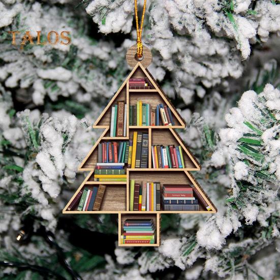 Книжная полка рождественские украшения 2D плоские акриловые книжный магазин украшение рождественская елка подвесное украшение для любителей книг подарки