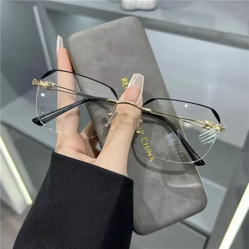 New Business Frameless Reading Glasses for Men Super Light Retro High-definition Glasses Anti Blue Light Presbyopia Glasses