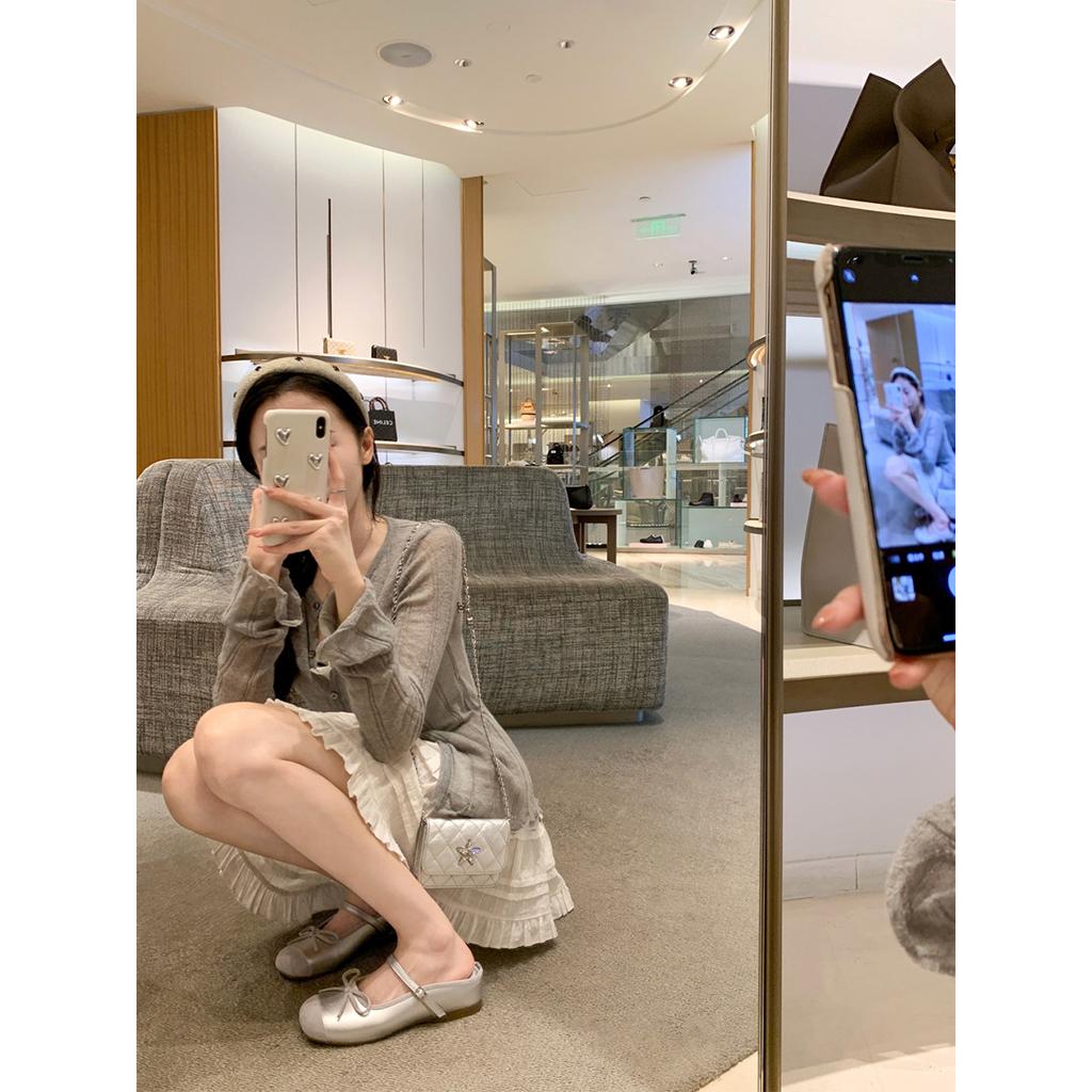 . Балетки с внутренним увеличением высоты, с бантом, с закрытым носком, полусабо