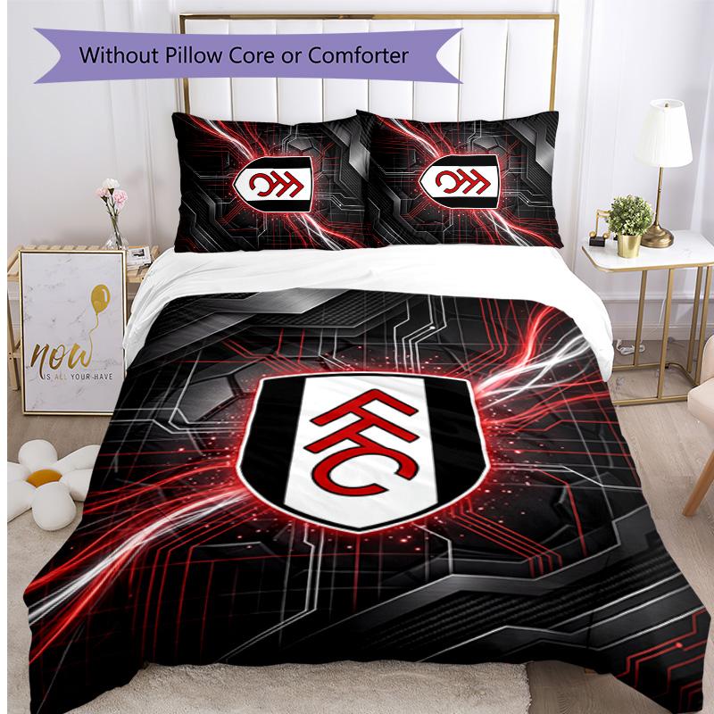 Fulham Football Printed 3 Pieces Bedding Set, Comfortable Skin Friendly Bedroom Duvet Cover Set