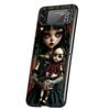 Hard PC Phone Case For Samsung Galaxy Z Flip 7 6 5 4 Black Cover For Galaxy Z Flip 3 Foldable Dark Cute Girl Doll Art Creative