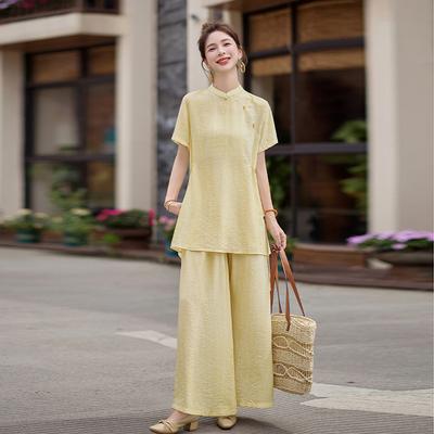 Женский летний костюм новые модели и топ с коротким рукавом Sa imperial sister брюки клеш комплект из трех предметов