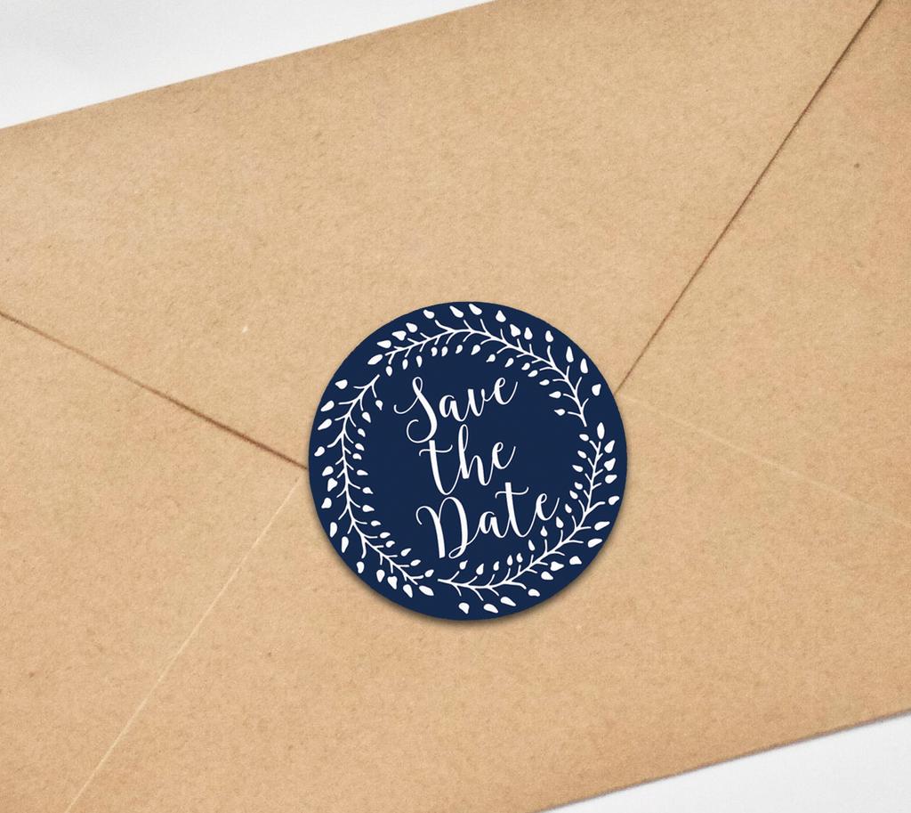 Darling Souvenir Black Round 1.6 Inches Vines Border Save The Date Stickers Non Customized Gift-45