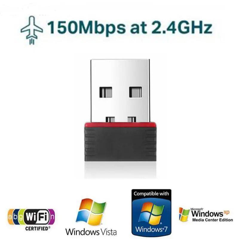 150 Мбит/с Mini USB WiFi адаптер Беспроводная сетевая карта 2,4 ГГц Беспроводной адаптер Dongle 802.11b/g/n Rtl8188 Приемник для ПК Настольный компьютер
