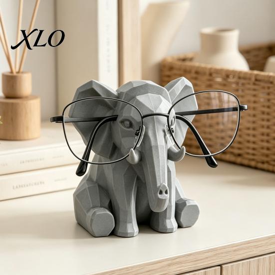 Office Desk Accessories Elephant Shape Glasses Holder, 3D Printed Geometric Eyeglass Display Holder Organizer, Decorative Desktop Ornament for